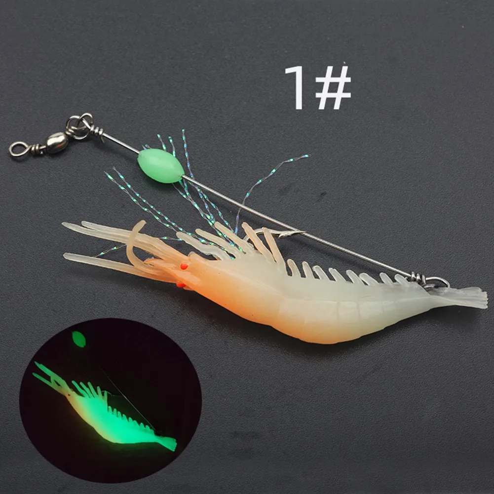 1pc Artificial Luminous Shrimp Soft Lure Silicone Bait With Hook Swivels Sabikis Rig Anzois Sabiki Rigs Fishing Tackle Pesca