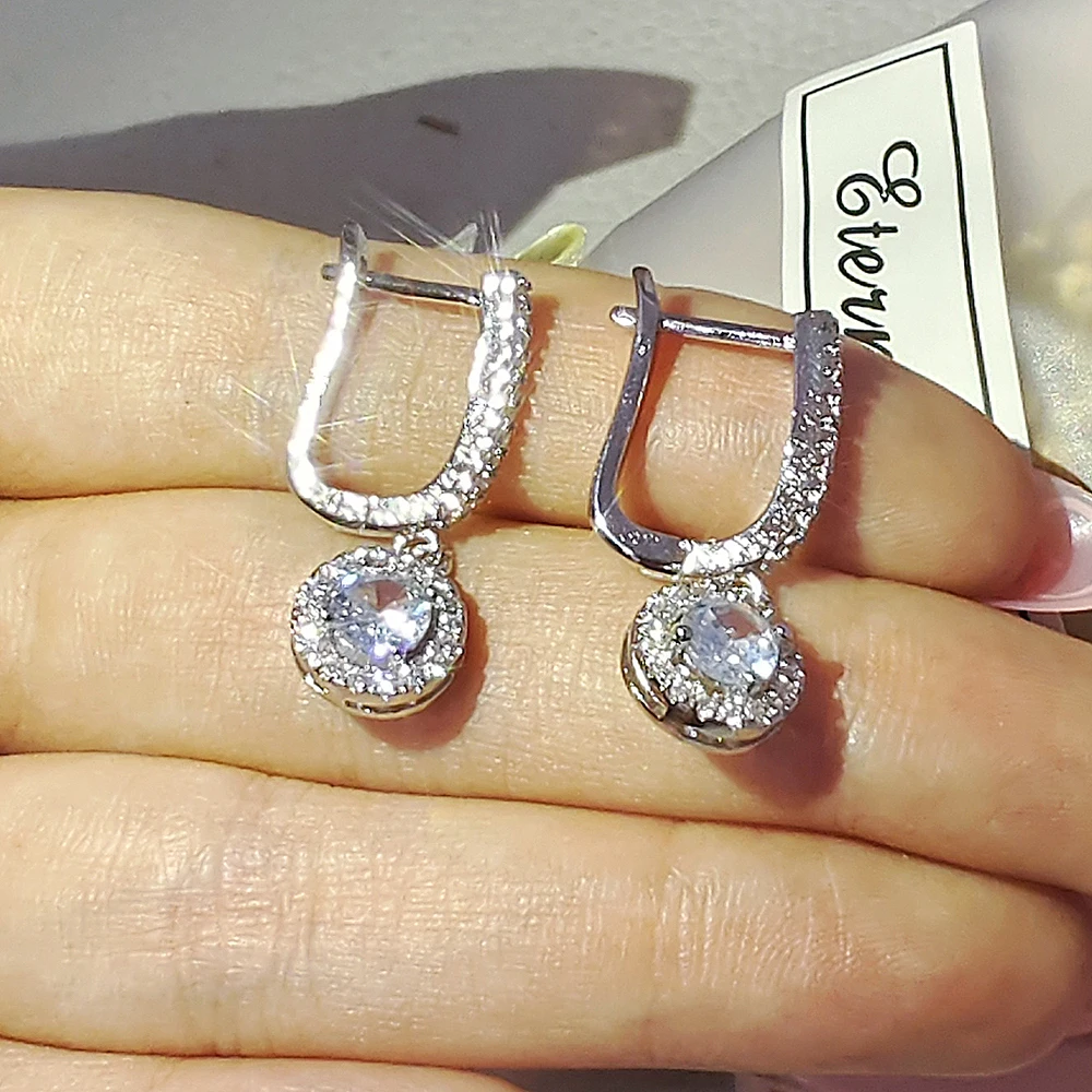 2024 New Arrival Trendy Halo Rose Gold Silver Color Korean Earrings Fashion Jewelry for Women Free Items Gift E5608