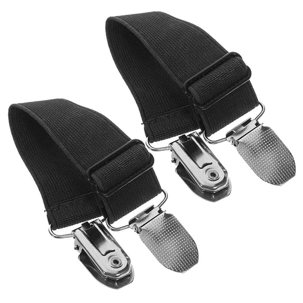 

2 Pcs Trouser Leg Clip Clips Adjustable Boot Straps Elastic Black Band Pants Fixing Fasteners