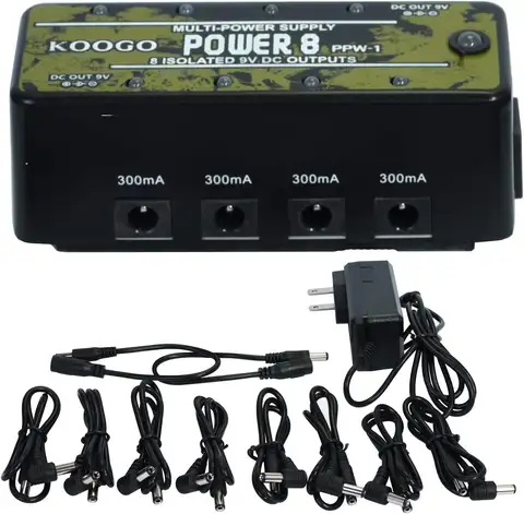 Koogo Super Tiny 8 Isolated 9V DC 300mA Outputs Mini Power Supply Source Double Multi Circuit Protect for Guitar PedalBoard
