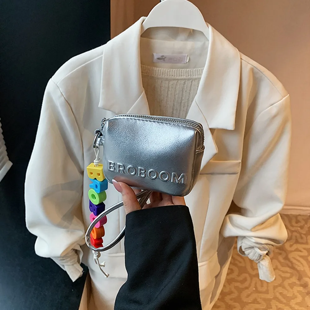 

Multifunctional Small Square Wallet Simple PU Leather Halterneck Coin Purse Single Shoulder Solid Color Crossbody Headphone Bags