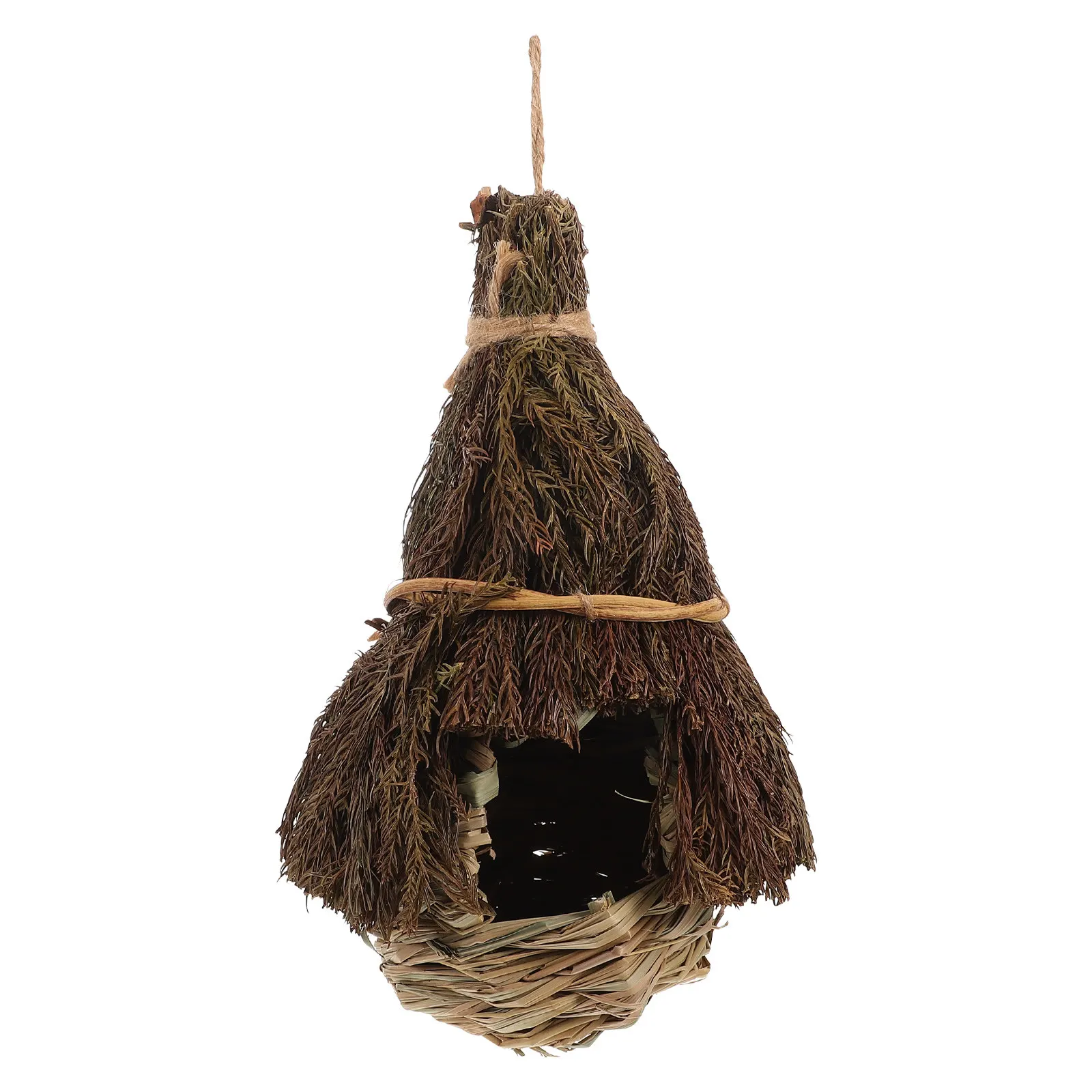 Hand-Woven Grass Bird Nest for Hummingbirds & Small Birds – Natural Hanging Nest Decor for Garden, Patio, Balcony