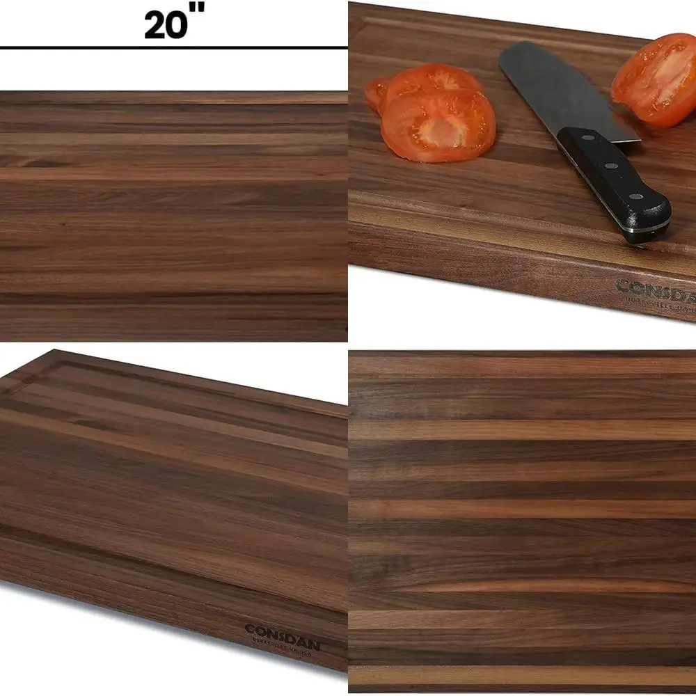 

Кухонная разделочная доска из орехового дерева, выращенная из твердой древесины США, толщина 20x15, 1, зерно с краями, готовая к пищевым маслом, невидимая ручка