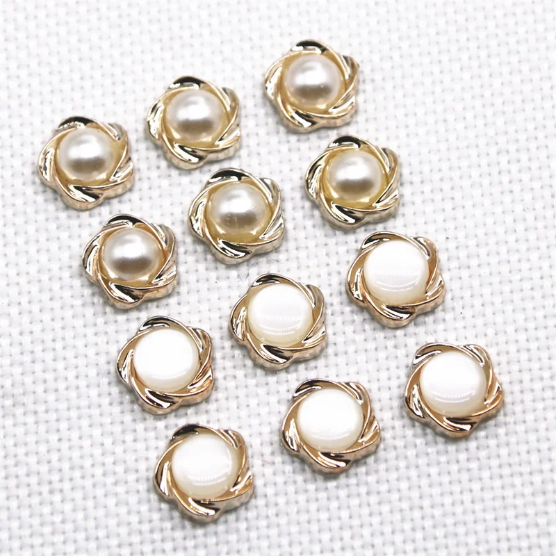 50pcs perla fiore plastica Flatback pulsante decorazione casa giardino artigianato Cabochon accessori per abbigliamento Scrapbooking