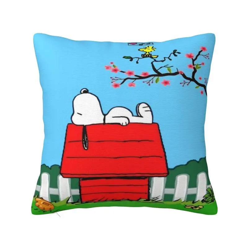 Custom Luxury S-Snoopys Cartoon   Anime Cushion Cover for Sofa Polyester Pillow Case