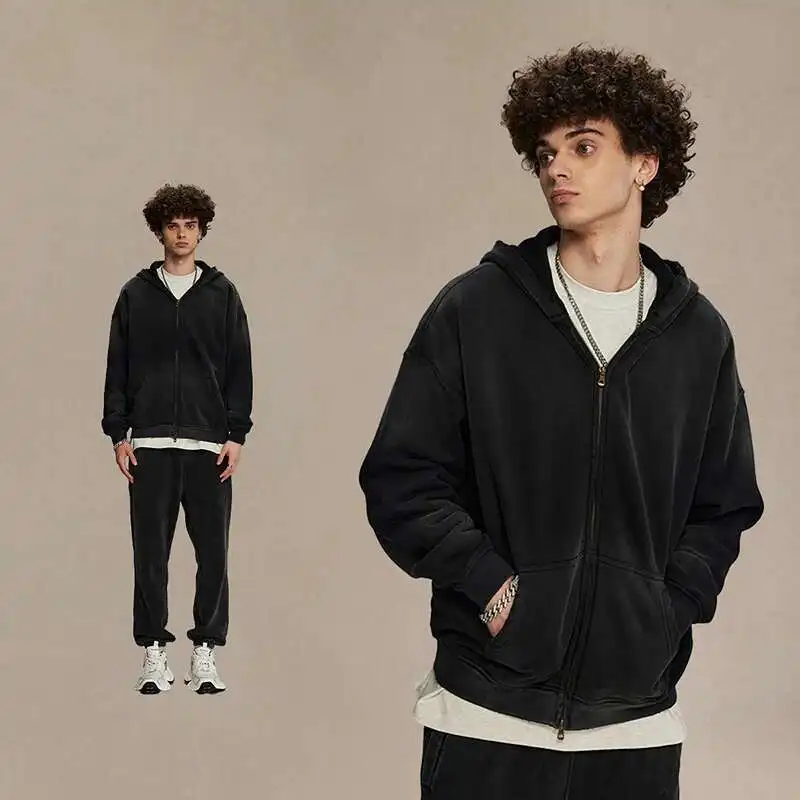 

Сплошной цвет, мужские комплекты из двух предметов, большие карманы с капюшоном, простые потертые потертые толстовки, прямые брюки с эластичной резинкой на талии