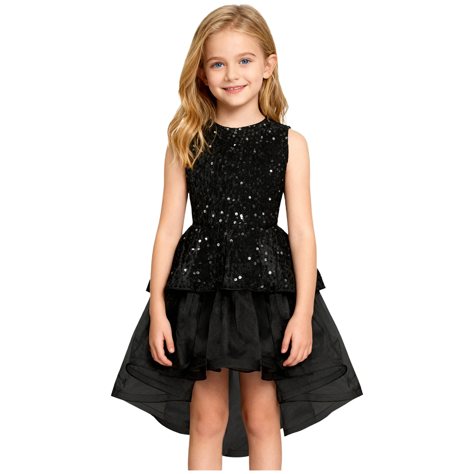 Robe Tutu à paillettes pour filles, tenue de soirée princesse à plusieurs niveaux, moderne, danse Jazz latine, spectacle, robes d'anniversaire