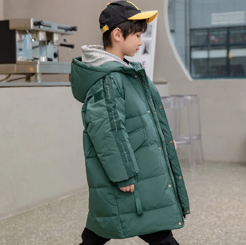 Winter Boys Down Long Jacket Waterproof Children Clothes Kids Teenage Outerwear Thicken Warm Coat Boys Snowsuit Parkas 5-12Yrs