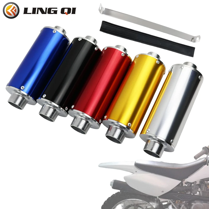 

LINGQI Universal Metal Flat Mouth Exhaust Pipe Muffler Fit For Dirt Pit Bike Off Road ATV Exhaust Muffler Silencer Pipe