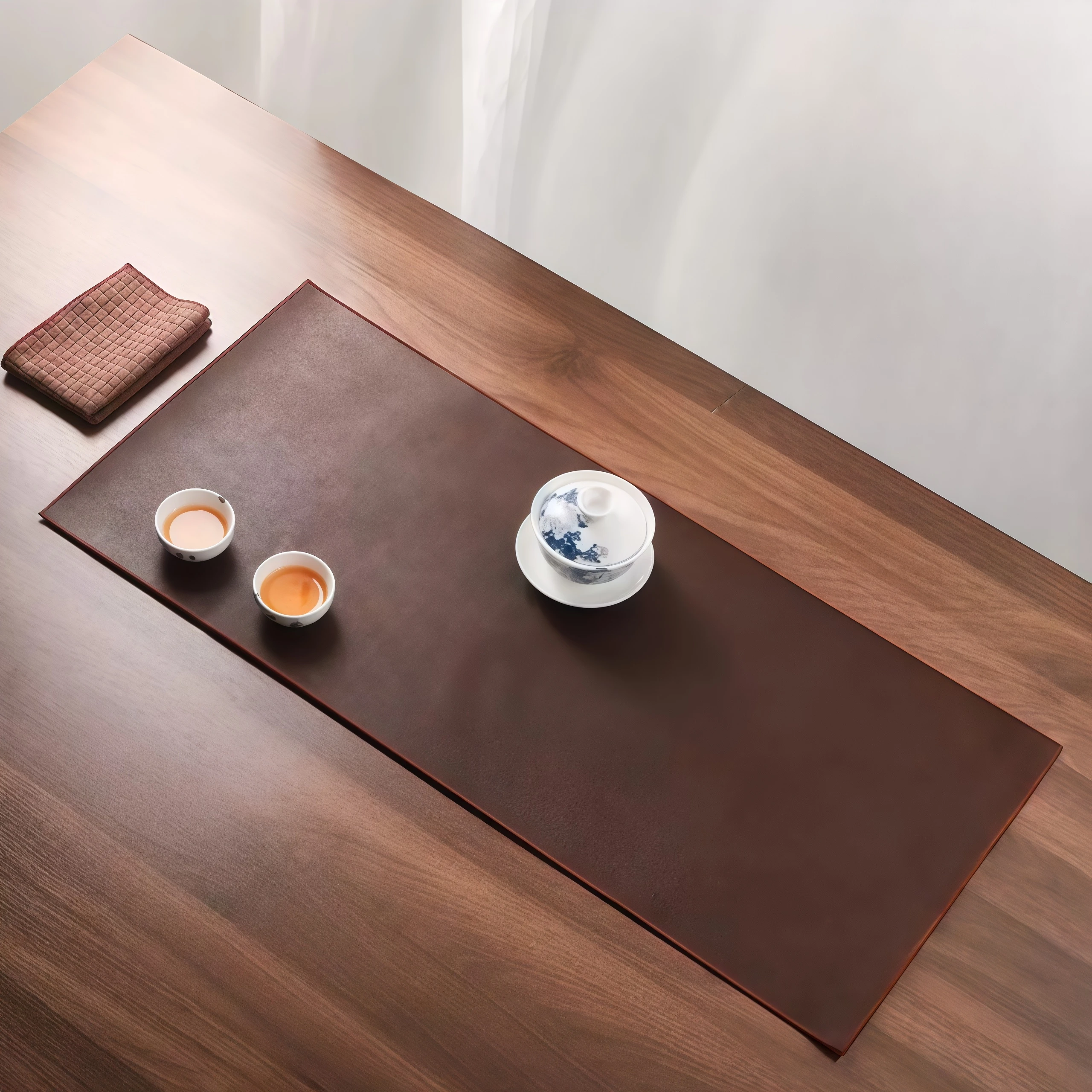 

Кожаный водонепроницаемый коврик для чайного столика в стиле Дзен, двусторонний, многоразовый