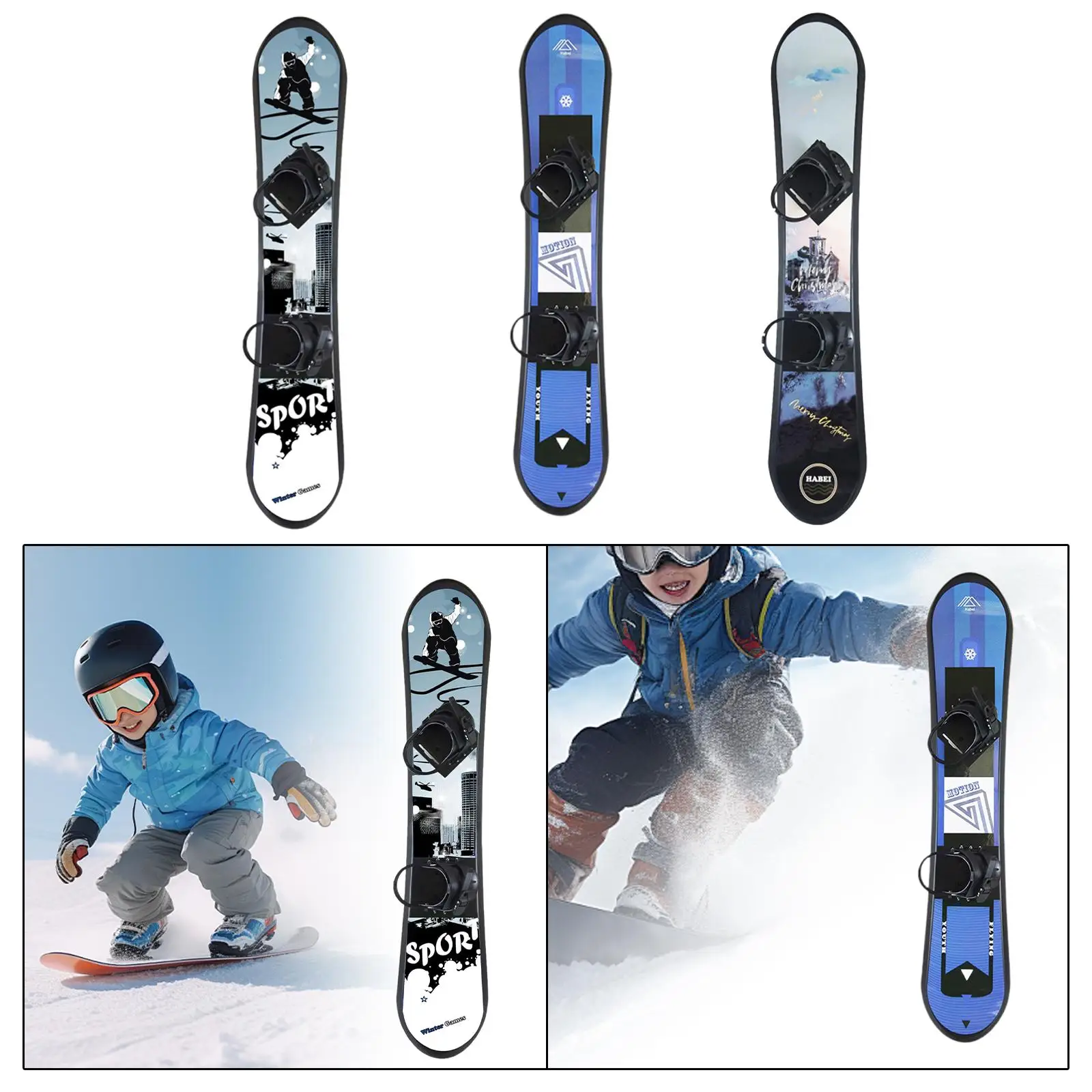 لوح ثلج فردي للأطفال على الجليد، زلاجات ثلج محمولة للرياضات الشتوية