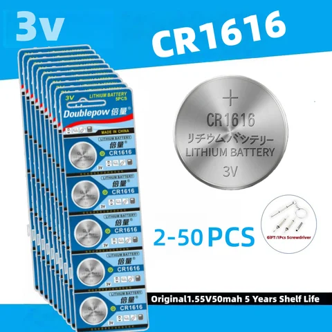 Doublepow 50mAh CR1616 High Quality Button Battery CR 1616 DL1616 BR1616 5021LC LM1616 Watch Car Remote Control Lithium Battery