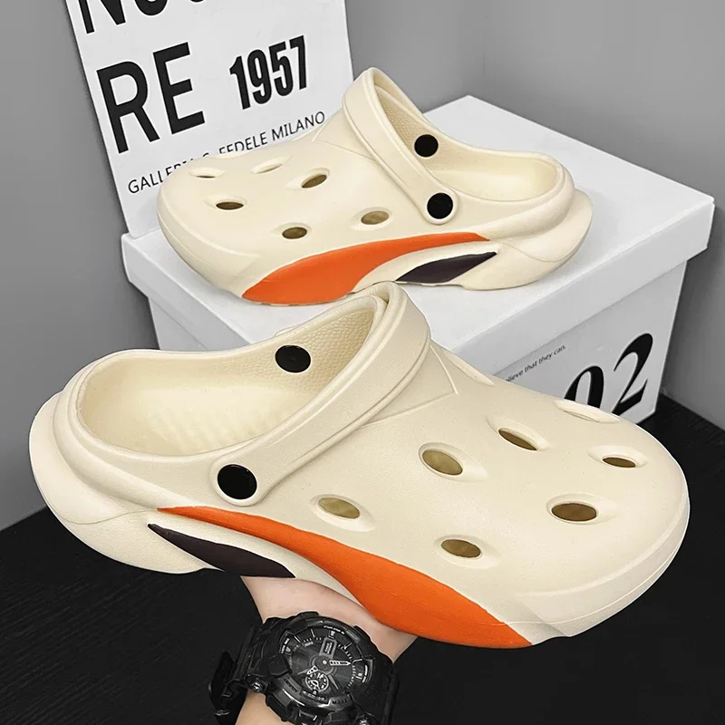 

Men's Summer Outer Wear Non-Slip Anti-Odor Toe-Cap Slippers Lightweight Men's Trendy Sports Beach Shoes Sandals and Slippers