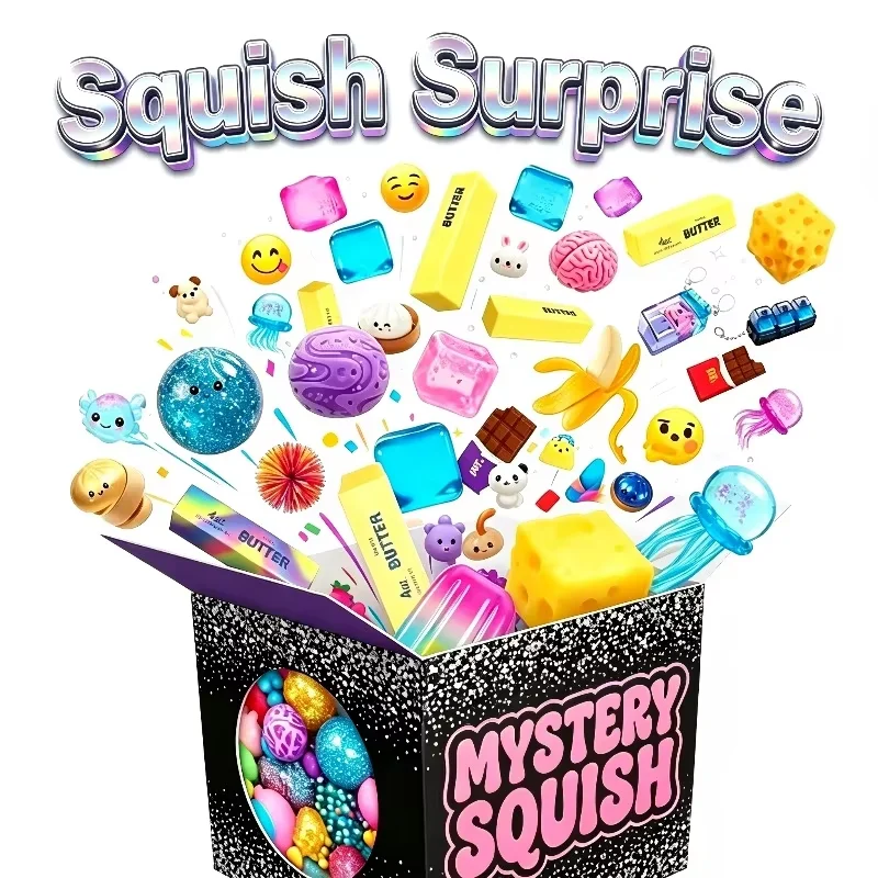 Mystery Box Blind Bag - 100 نمط من ألعاب السكويشي الغامضة