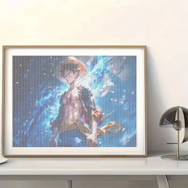 원피스 몽키 D. 루피 5D 풀 드릴 다이아몬드 페인팅 키트 40x50CM, 애니메이션 만화 캐릭터 DIY 반짝이는 보석 아트 세트