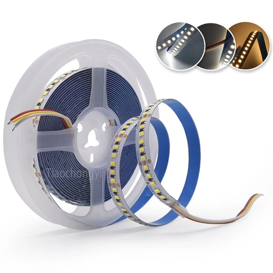 

5m 2835 Dual Color CCT LED strip light 2in1 chip 180LEDs/m DC12V 24V 3000-6000k Temperature Adjustable Flexible LED Tape