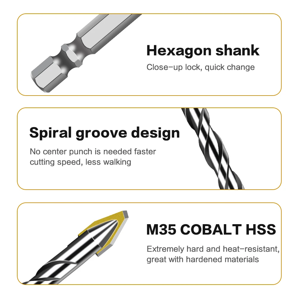 Hex Shank Eccentric Drill Bit Set for Brick Steel Tile Wood Glass Plastic Wall Mirror Masonry Concrete Drill Bit Set