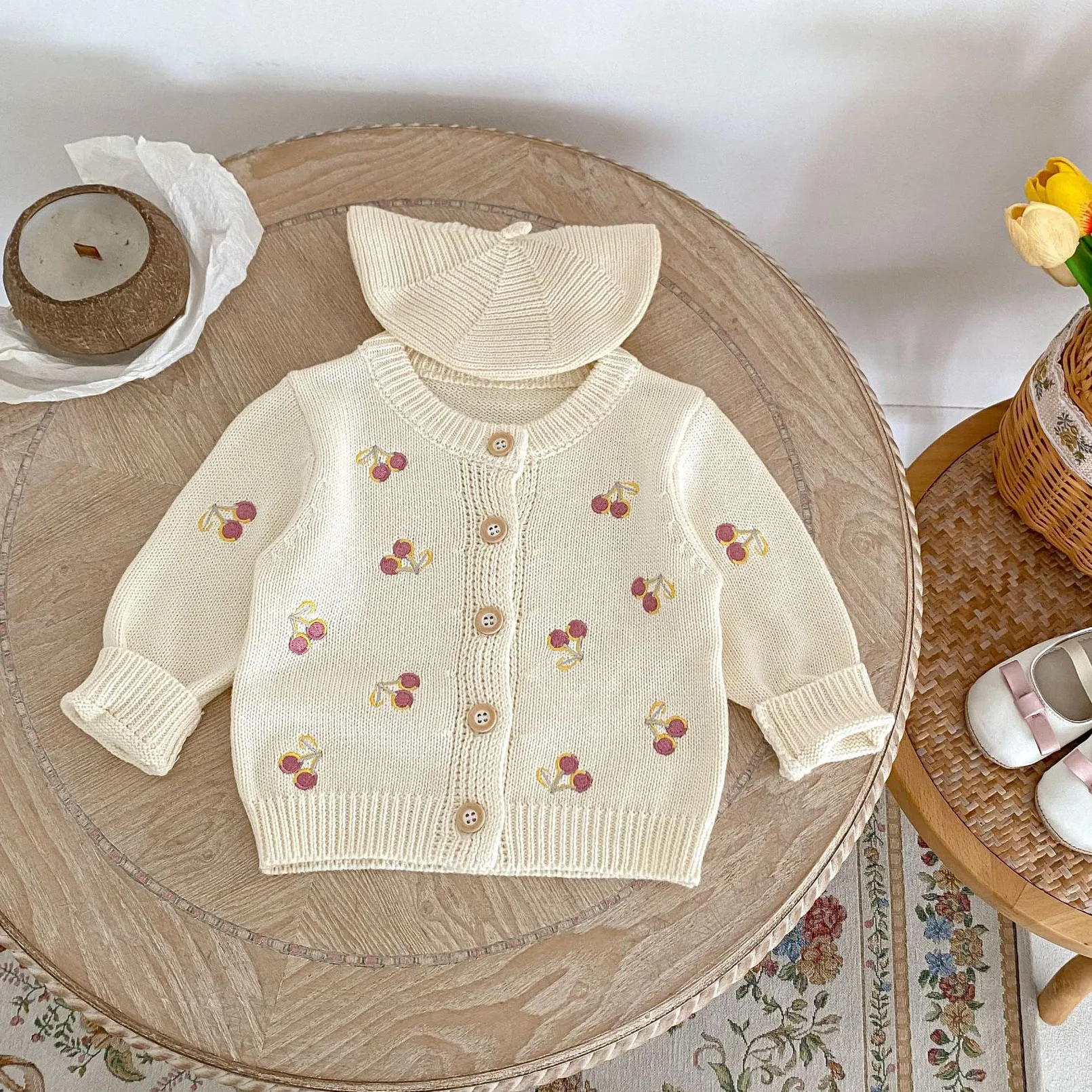 0-3T Newborn Kid Baby Girl Winter Clothes Long Sleeve Baby Sweater Cardigan Elegant Long Sleeve Knitwear Coat Thick Top Outfit