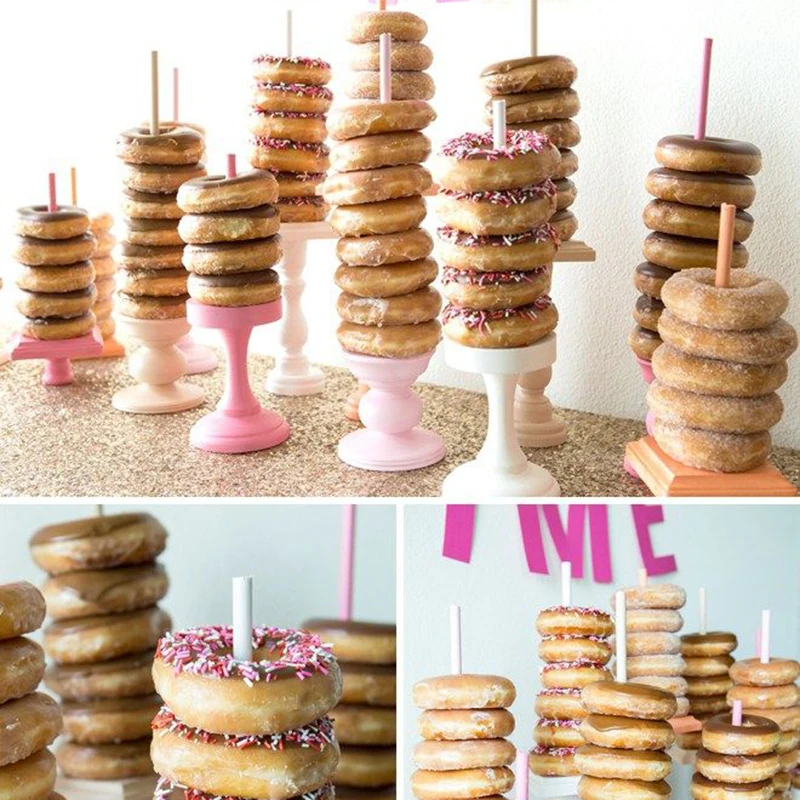 Wooden Donut Wall Stand Doughnut Holder Wedding Baby Shower Kids Birthday Party Table Decorations DIY Wedding Wooden Donut Shelf