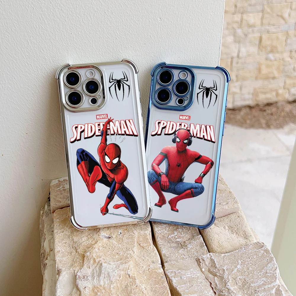 Cool Marvels Spiders-Mans Plating Case For Oppo Reno12 Reno11 Reno10 Reno8 Reno7 Reno6 Reno5 Z F T Pro Plus 4G 5G Airbag Cover