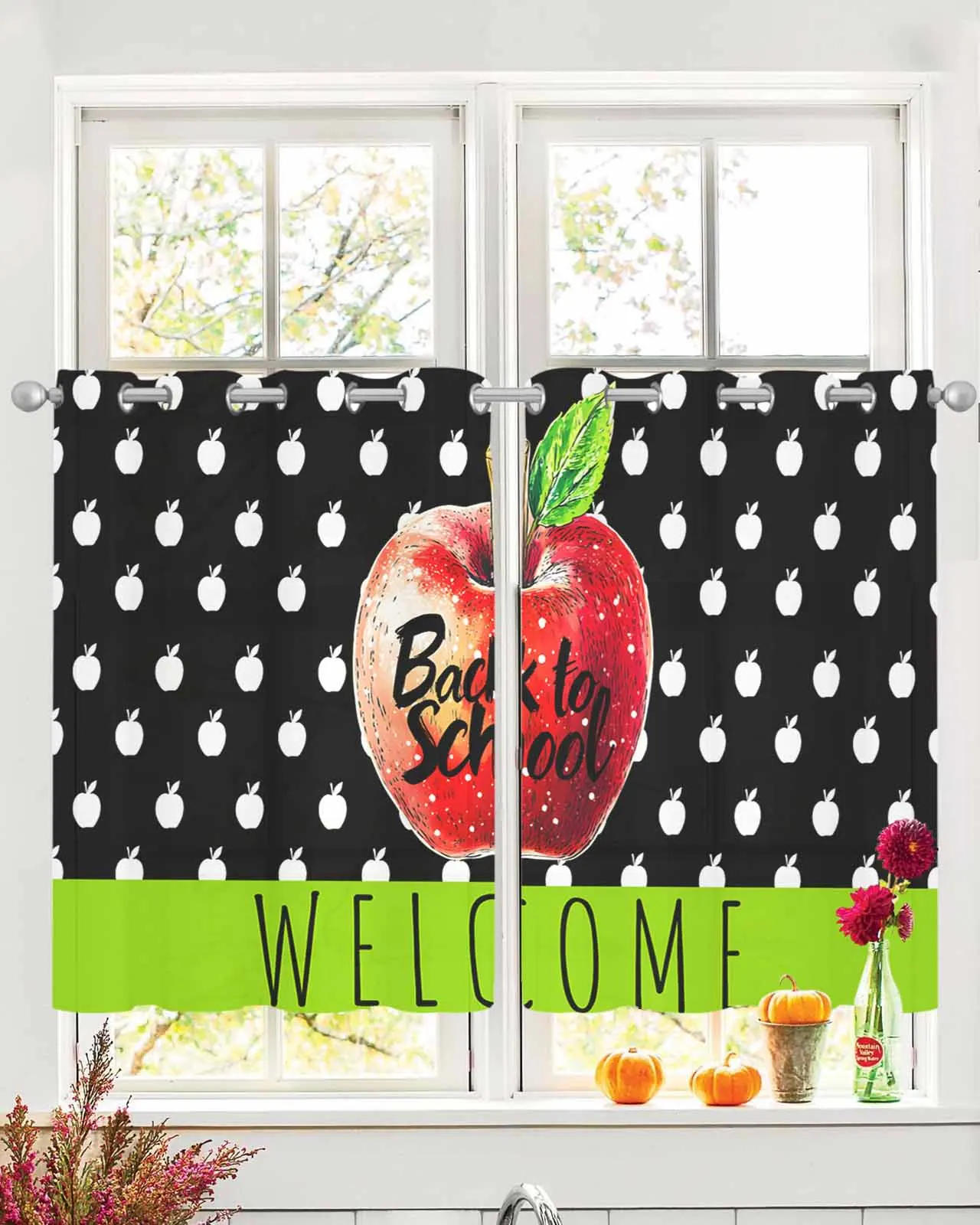 

Back-to-school Cute Fruit Tulle Living Room Decoration Transparent Sheer Curtains Bedroom Kitchen Voile Chiffon Drapes