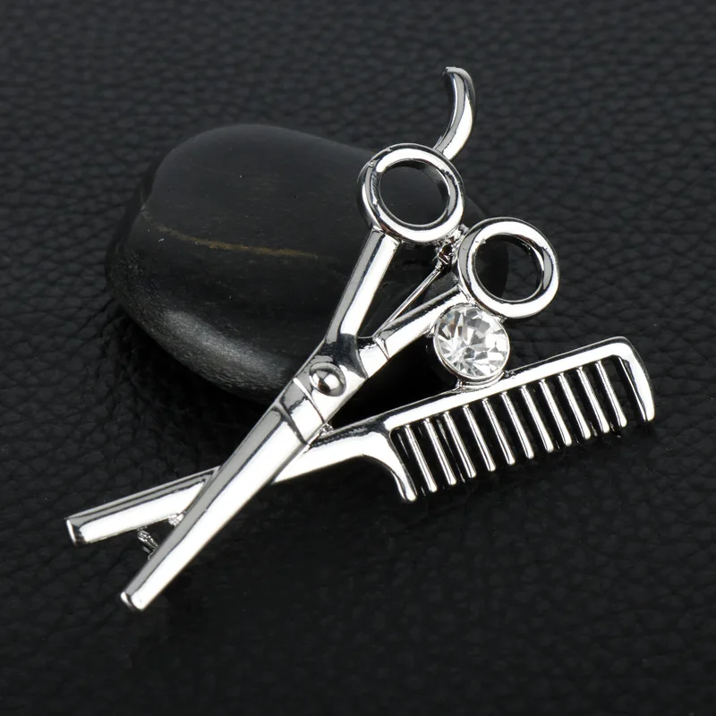 Mode Kammen Schaar Kappers Gereedschap Broche Knappe Stijl Pak Kraag Naald Mannen Vrouwen Sieraden Accessoires Geschenken