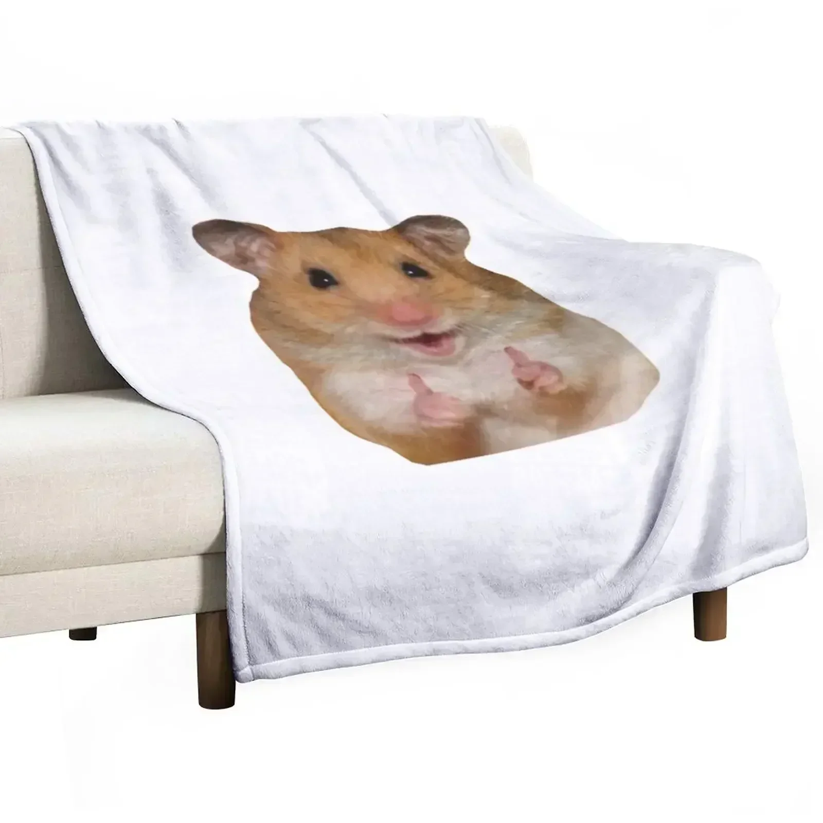 Thumbs up hamster Throw Blanket Sofa Throw warm winter Comforter Thin anime Moving Blankets