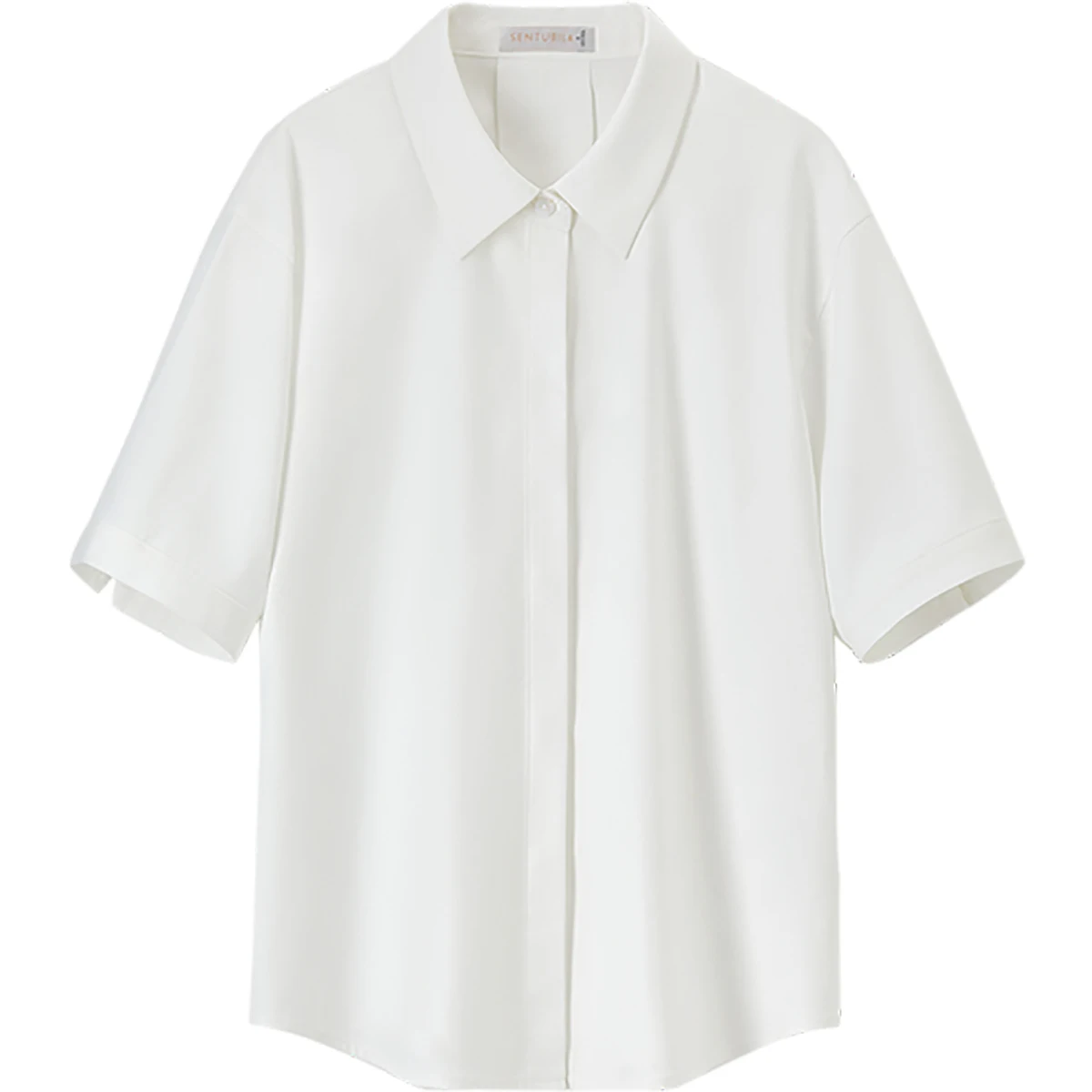 SENTUBILA Women's Summer Shirt 2025 Formal Classic Loose Fit Lapel Short-Sleeve Single Breasted White Blouse Lady Tops 152C59368