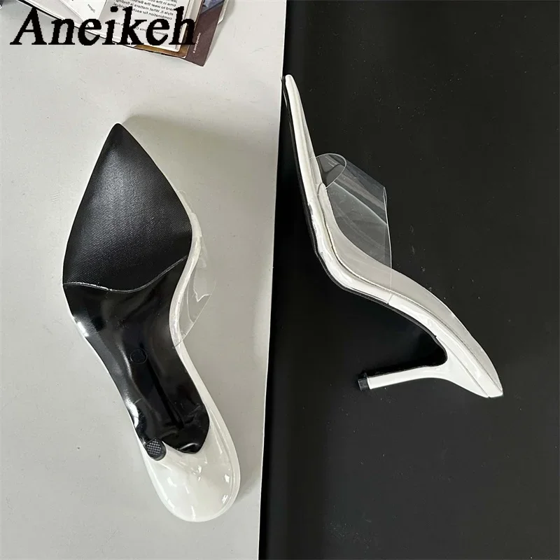 Aneikeh Spitzschuh-Hausschuhe, Sandalen, Party, dünne Absätze, Gelee-Schuhe, modische Slip-On-Sandalen, Schuhe für Damen, 2022, Sommer, flach