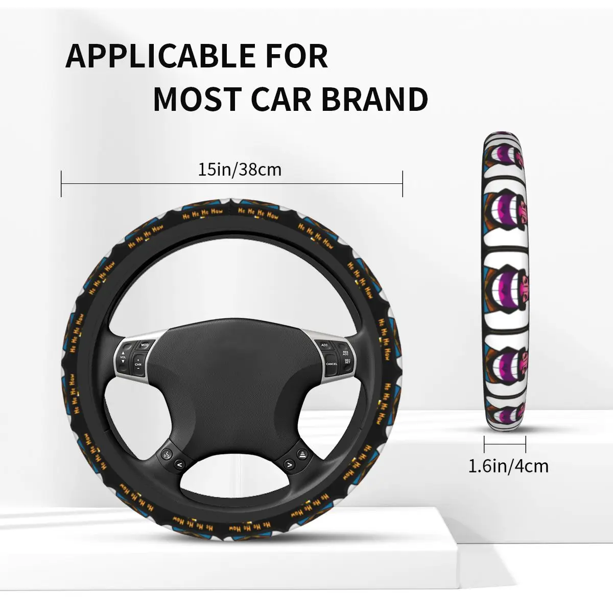 Clashed Royales غطاء عجلة القيادة سيارة يضحك الملك غطاء حماية مريح لطيف لوازم السيارات لمدة 14.5-15 بوصة