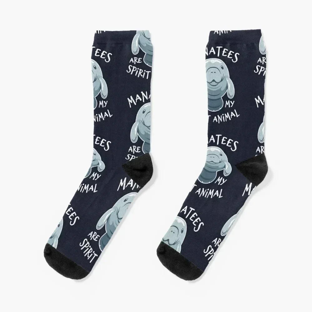 

Manatees Are My Spirit Animal - Cute Manatee Socks floral christmas gift Rugby colored Male Socks Women's