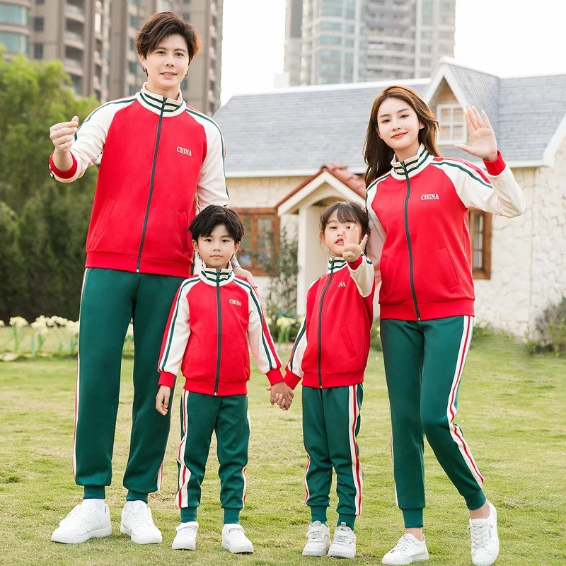 Family Matching Outfits Spring Autumn Winter Mum Daughter Dad Son Jacket & Pants Adults Children School Uniform Suit Sports Sets