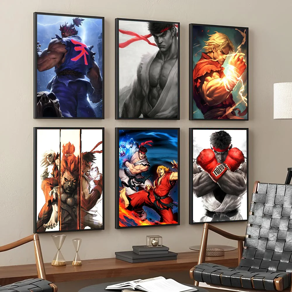 S-Street F-Fighter  Poster Self-adhesive Art Waterproof Paper Sticker Coffee House Bar Room Wall Decor