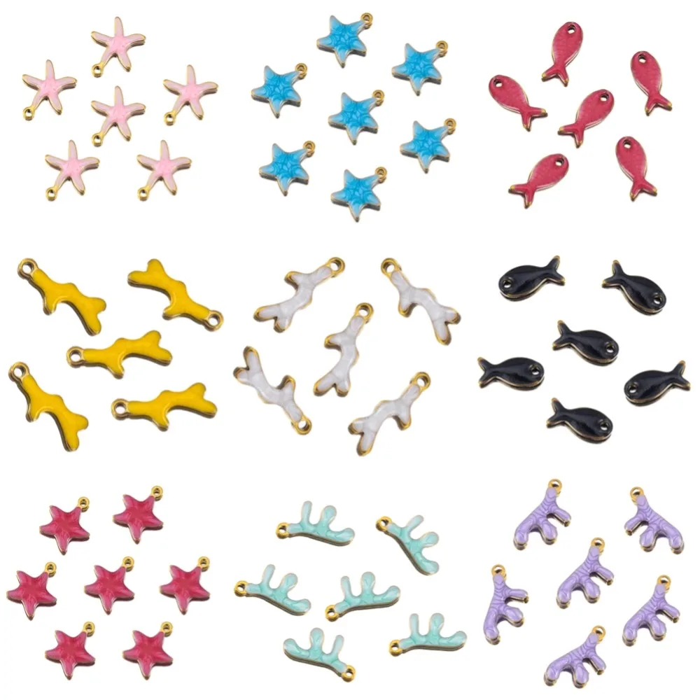 10Pcs Marine Coral Starfish Fish Seaweed Stainless Steel Pendants for DIY Necklaces Earrings Jewelry Making Handmade Accessories view 6
