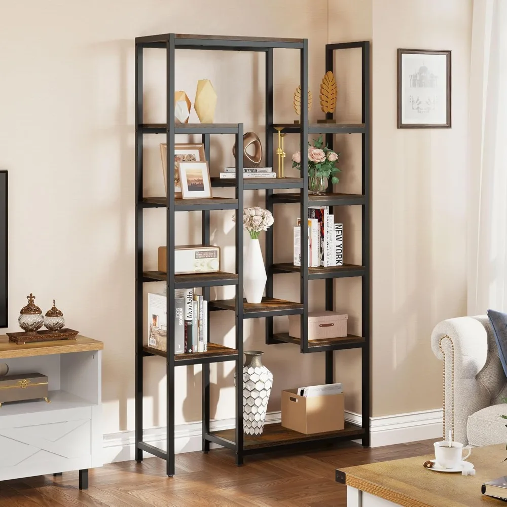 

Industrial Bookshelf 71” Tall Bookcase, Large Bookshelves with 12 Open Shelf, Display Rack Storage Book Shelves for Living Room