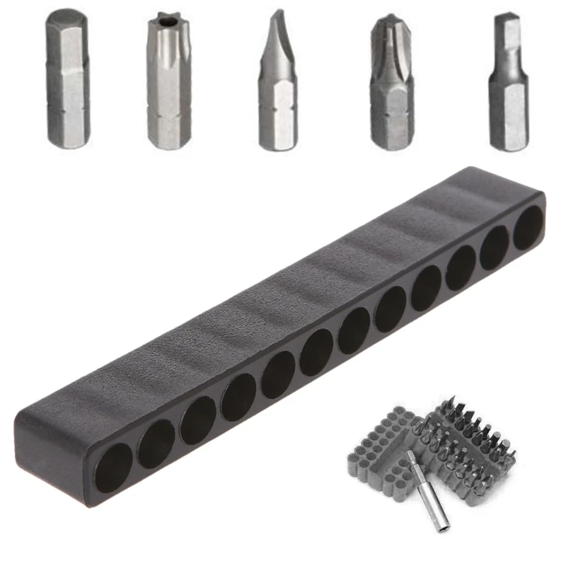 12 Holes Bit Organiser Plastic Screwdriver Bit Holder Drill for Head Storage Case Box Block for 6.35mm Shank