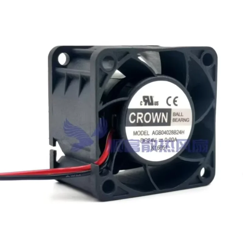 CROWN-ventilador de refrigeração do servidor 2-Wire, AGB04028B24H, DC, 24V, 0.20A, 40x40x28mm