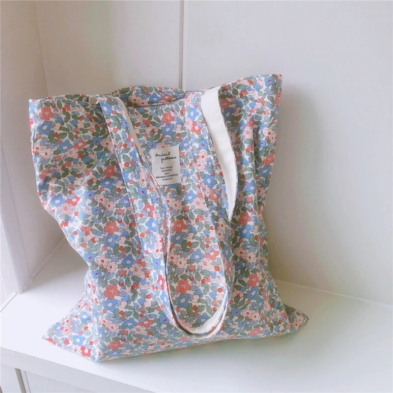 Cotton Bags Goose Yellow Crushed Flower Color Summer New Fresh Shoulder Women Canvas Bag Large Capacity Niche Simple