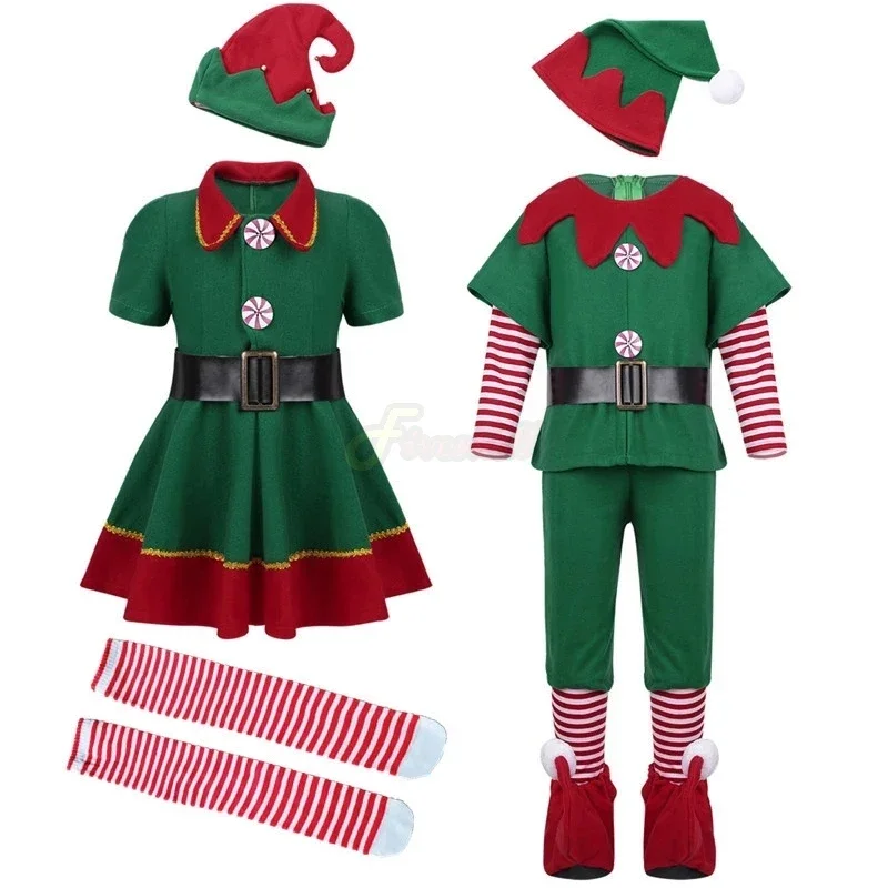 2024 Halloween Christmas Cosplay Costume Green Elf Clothing Cosplay Parent-Child Wear Men And Women Xmas Party Suit