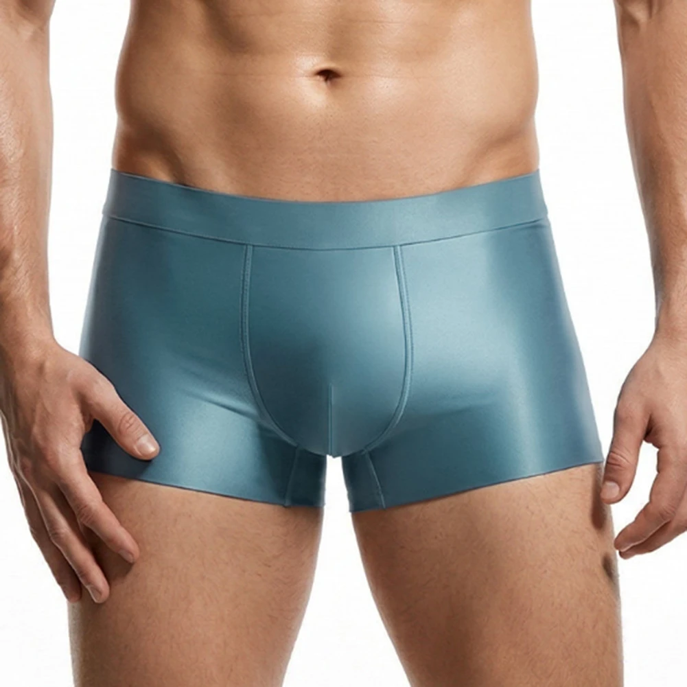Elastic Silky Underwear U Convex Pouch Men Shiny Sports Simple Boxers Shorts Ice Silk Comfortable No Trace Basic Style