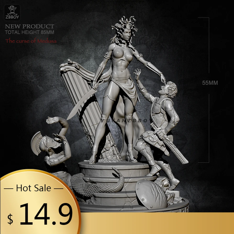 55mm Resin model kits The Curse of Medusa self-assembled TD-2417