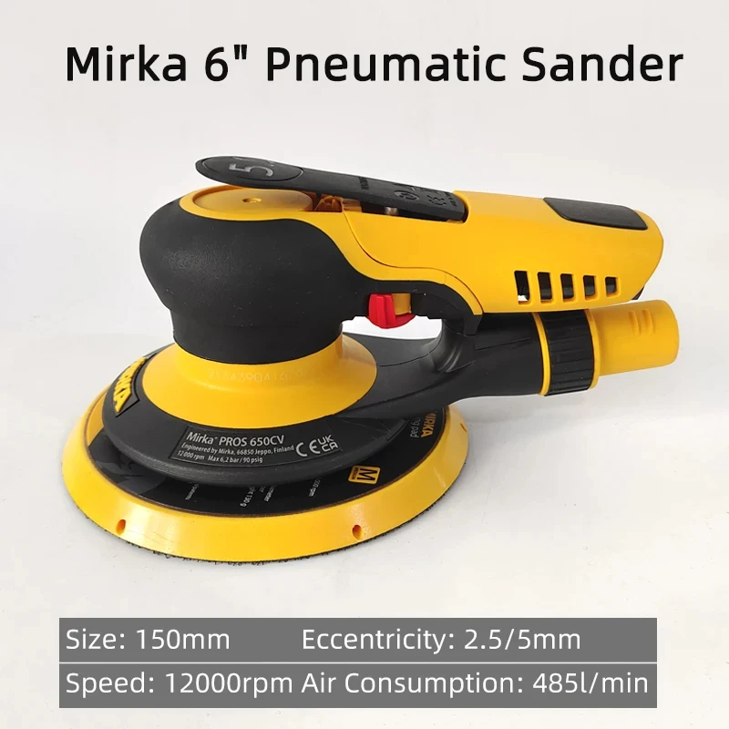 Mirka pneumatic dry sander eccentric 2.5mm/5 mm sander polishing tool 150 mm 6 inch automotive polisher