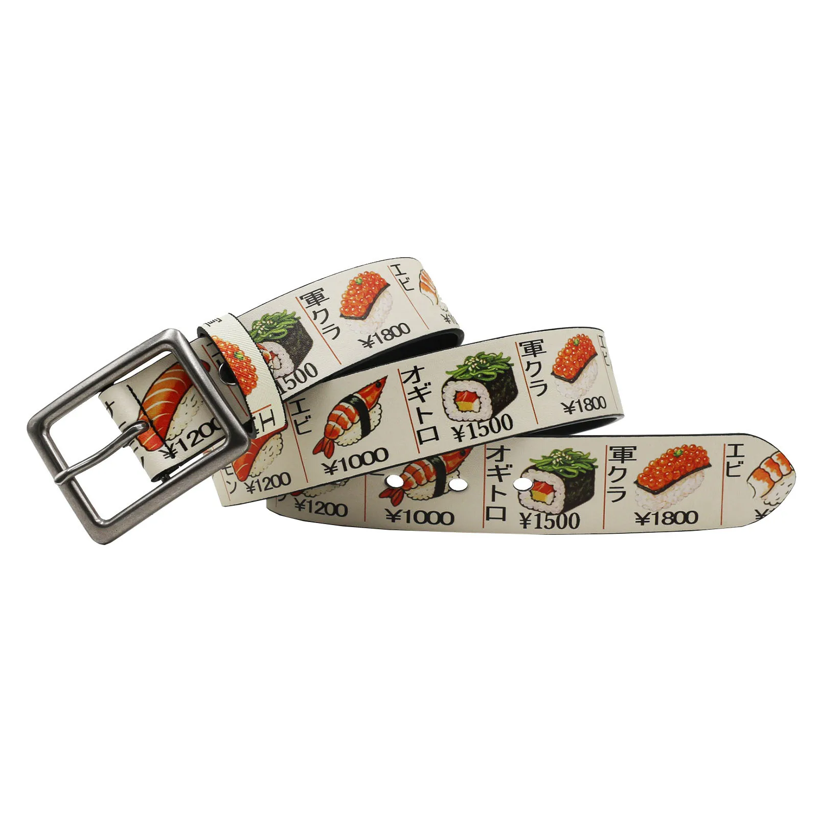 New Funny Trendy Novelty Unisex Conveyor Belt Sushi Food Graphic Print Waist Strap Men Women Streetwear Y2K Casual Accessory