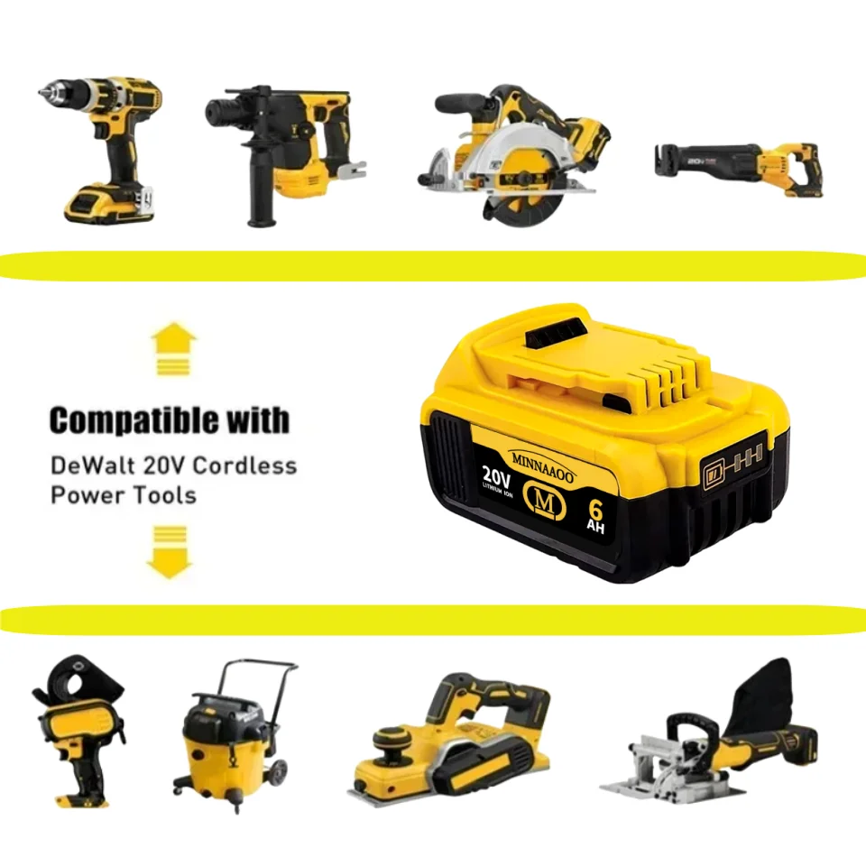 

⚡️100% new product For Dewalt electric tool battery, 12000mAh,20V, DCB206, DCB205, , DCB2001Lithium Ion Replacement Battery.⚡️