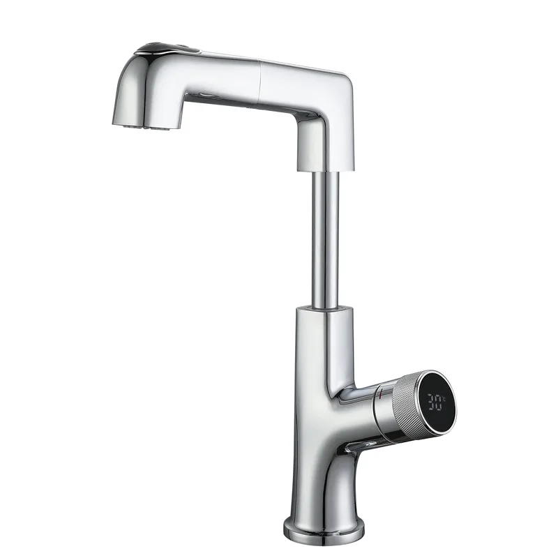 

Intelligent digital display, basin faucet, pull-out type, hot and cold washbasin faucet, can be lifted and rotated 360 °