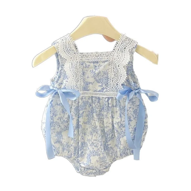 

( 0-3 Years Old) Children's Clothing Onesie Ins Summer New Girls' summer PP Fanny Dress Floral Bow Lace Baby Dress