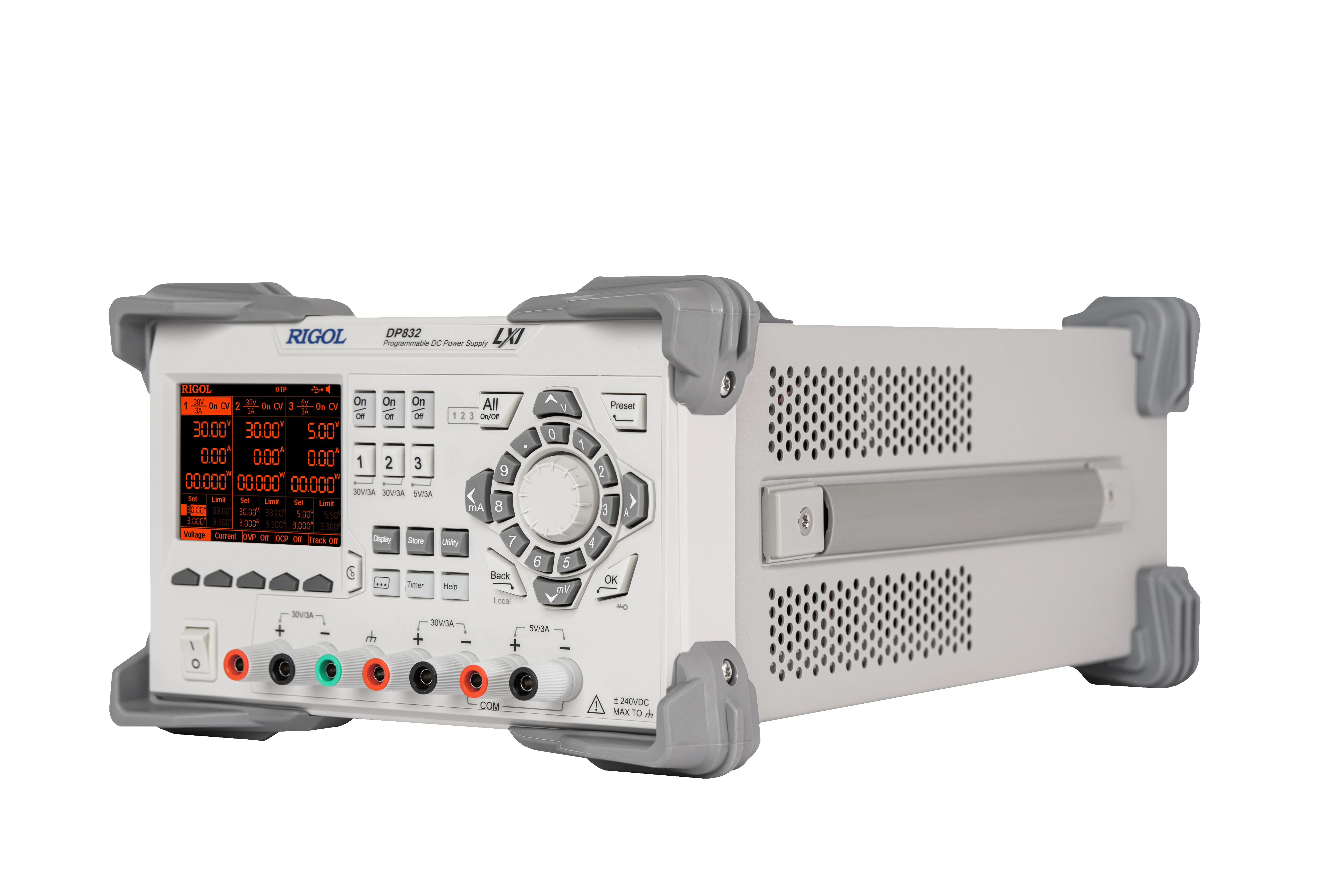 RIGOL DP832 Programmable DC Power Supply, 3CH,195W, 30V/3A || 30V/3A,RESOLUTION 10mV/10mA