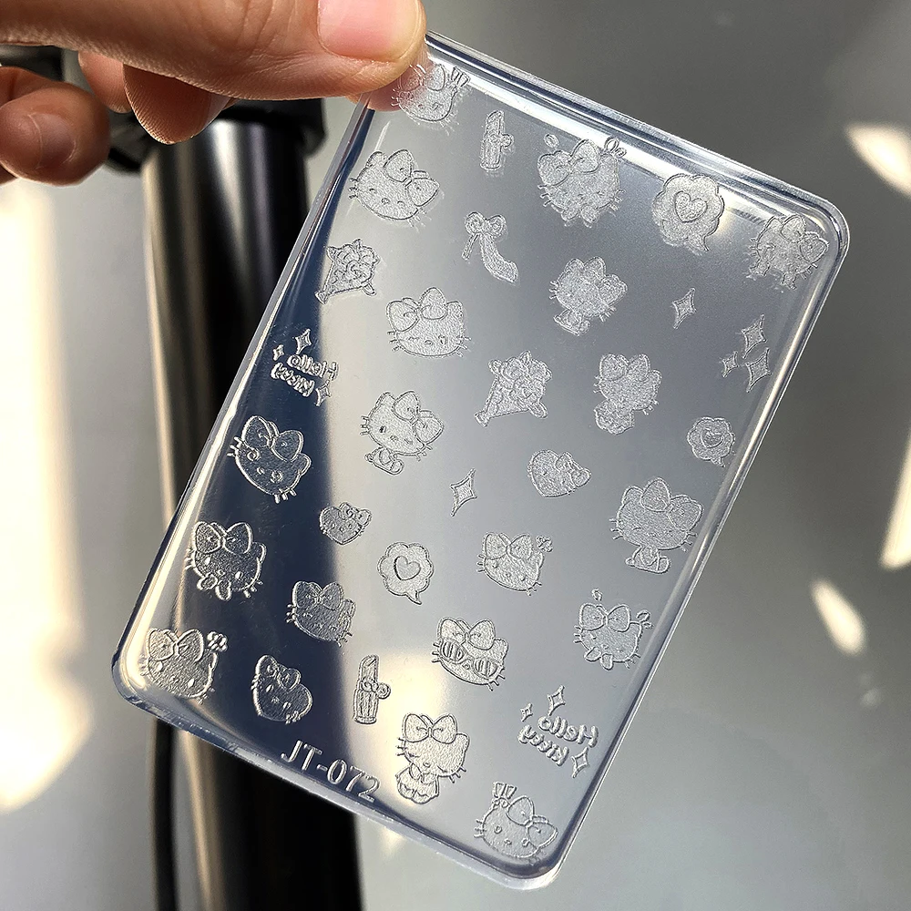 3D Cartoon Hello Kitty Nail Carving Mold Sticker Silicone Relief Cute Bowknot Kitty Cat Nails Mould for DIY Nail Art Charm Decal