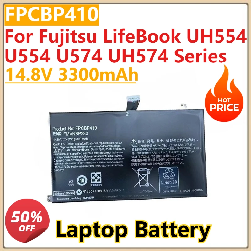 

New 14.8V 3300mAh FPCBP410 FMVNBP230 FPB0304 Laptop Battery For Fujitsu LifeBook UH554 U554 U574 UH574 Series
