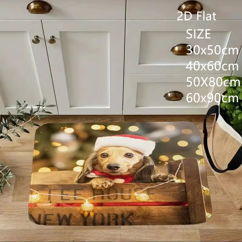 Adorable Dachshund Print Floor Mat Cute Sausage Dog Portrait Soft Comfortable Polyester Rug For Front Door Indoor Decor Doormat